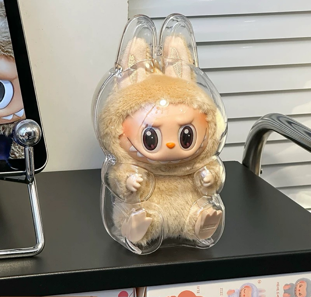 🎉Transparent Protective Cover for Labubu Plush Figure Doll, The Monsters, Standing & Sitting