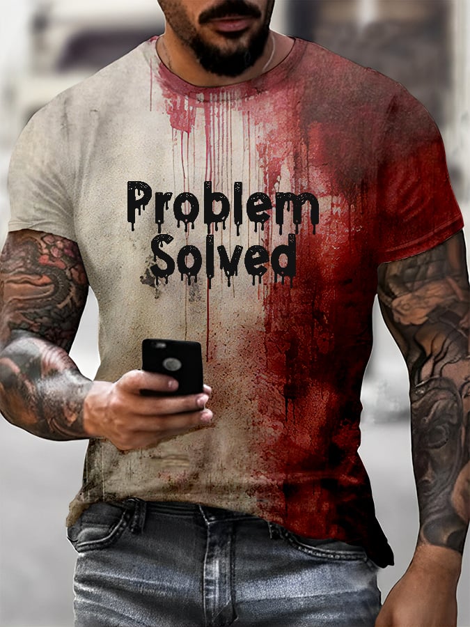 Men's/woman's Bloody Problem Solved Halloween Print T-Shirt