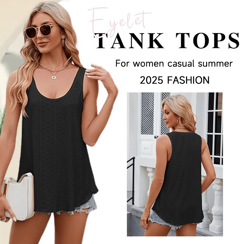 [Copy]#2025 Summer Best Sellers - Women's Embroidered Eyelet  Tank Tops