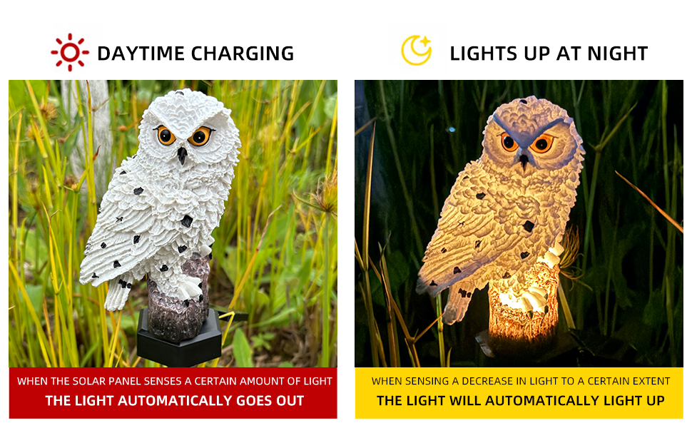 Solar owl garden decorative light