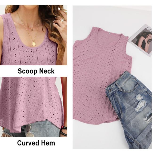 [Copy]#2025 Summer Best Sellers - Women's Embroidered Eyelet  Tank Tops