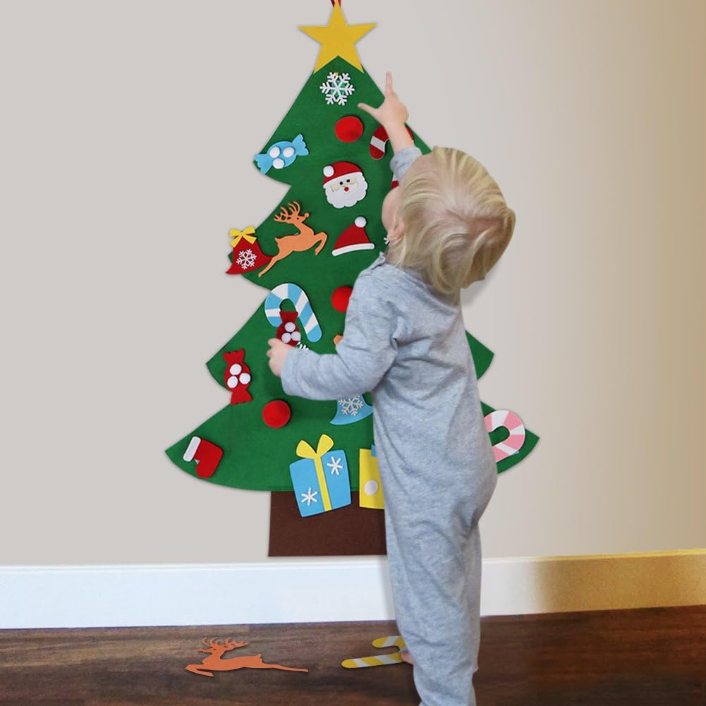 DIY Felt Christmas Tree Set with Ornaments for Kids