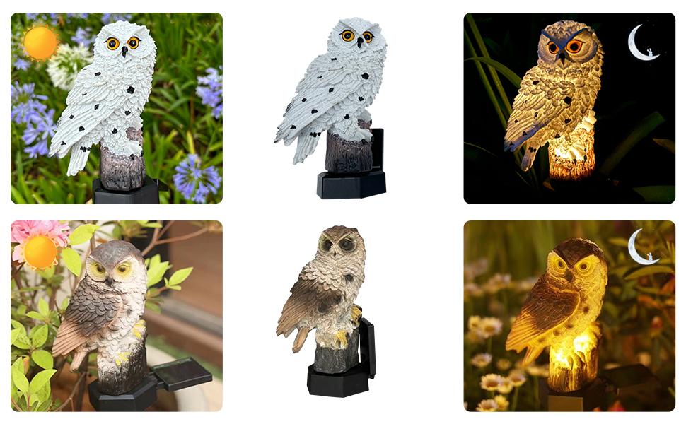 Solar owl garden decorative light