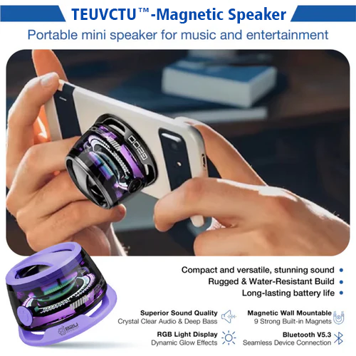 Magnetic Speakers  – Stick, Shine & Sound with Waterproof Bass & RGB Glow