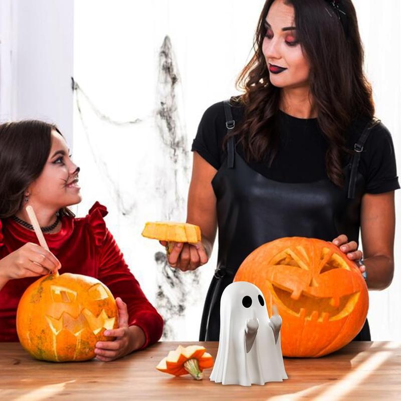 Halloween ghost design desktop sculpture small ornaments, cute ghost decoration, horror resin sculpture, indoor and porch decoration