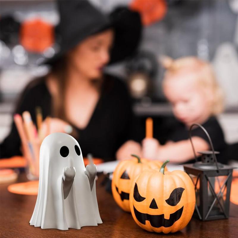 Halloween ghost design desktop sculpture small ornaments, cute ghost decoration, horror resin sculpture, indoor and porch decoration