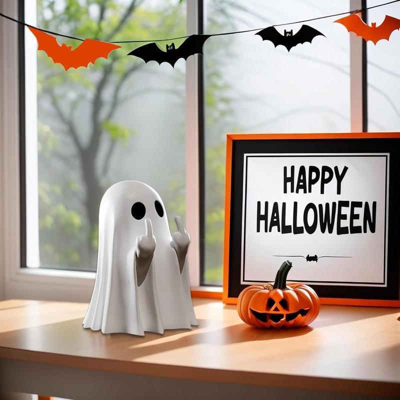 Halloween ghost design desktop sculpture small ornaments, cute ghost decoration, horror resin sculpture, indoor and porch decoration