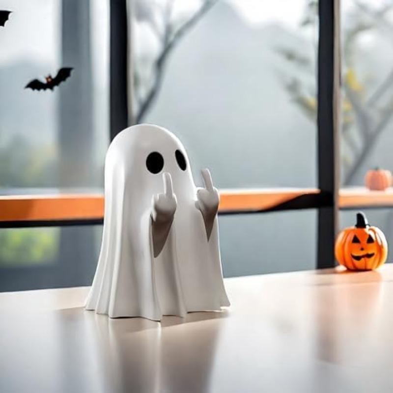 Halloween ghost design desktop sculpture small ornaments, cute ghost decoration, horror resin sculpture, indoor and porch decoration