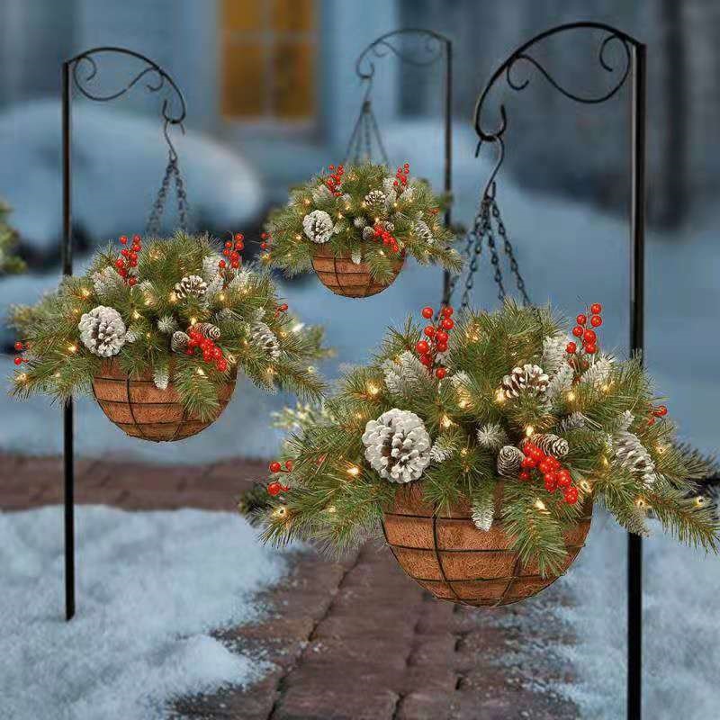 🎄🪴Christmas Hot Sale🔥Pre-Lit Artificial Christmas Hanging Basket