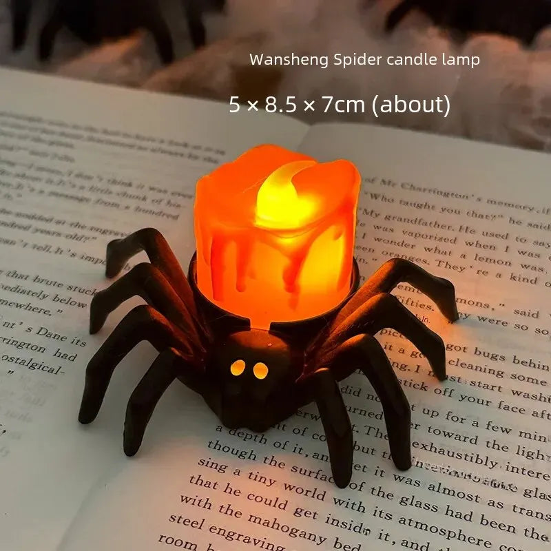  Halloween Led Electronic Glowing Spider Candle Lamp