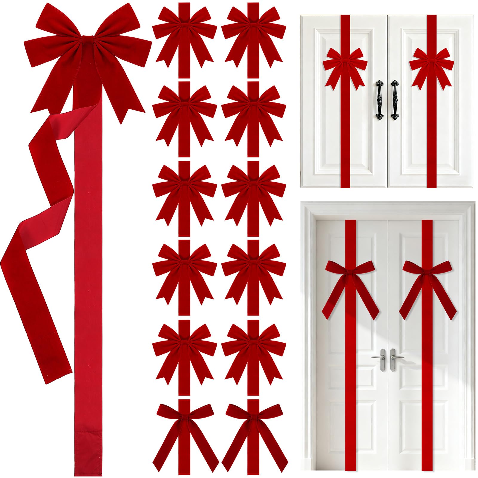 🔥$9.99 On Sale Today Only🎀Christmas Velvet Cabinet Door Bows Ribbons Decorations