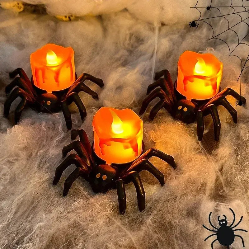  Halloween Led Electronic Glowing Spider Candle Lamp