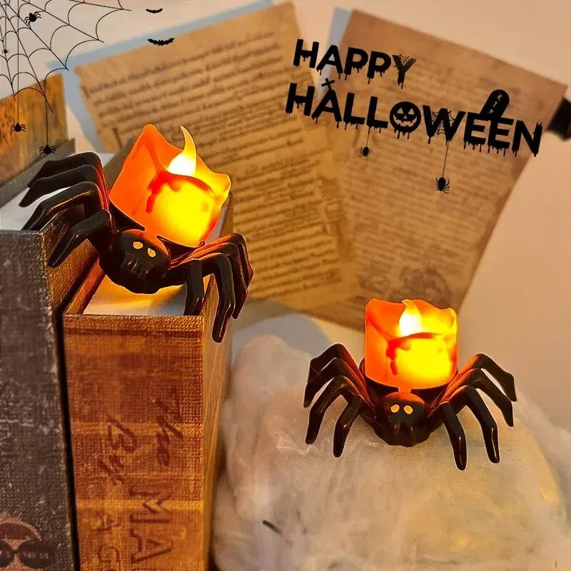  Halloween Led Electronic Glowing Spider Candle Lamp