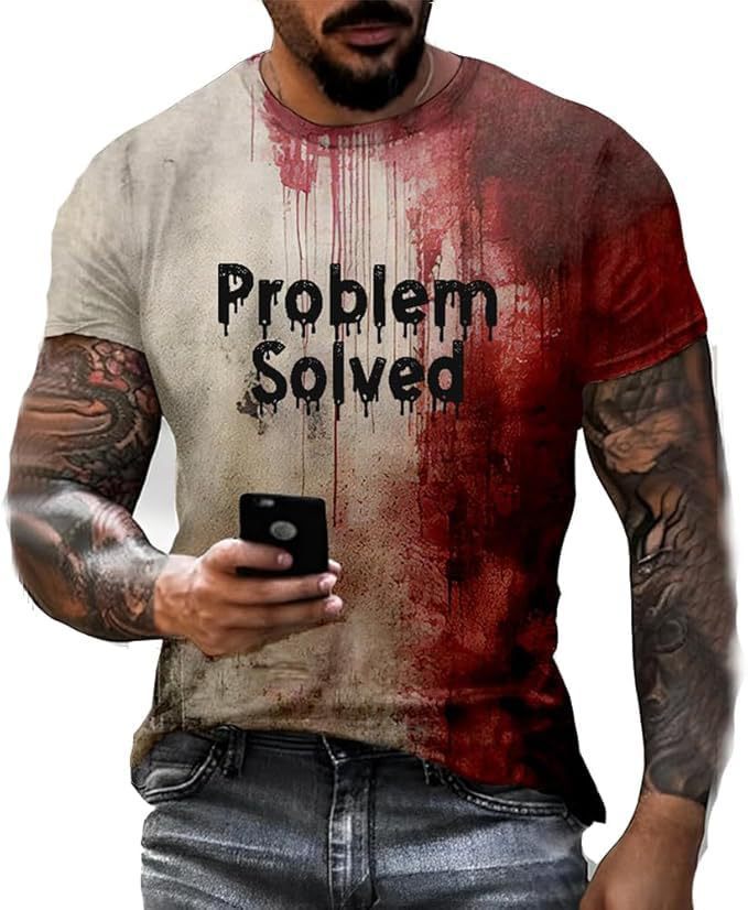 Men's/woman's Bloody Problem Solved Halloween Print T-Shirt