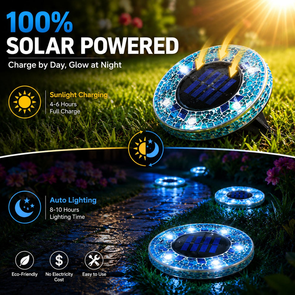 🌙 Solar Mosaic Disk Garden Lights