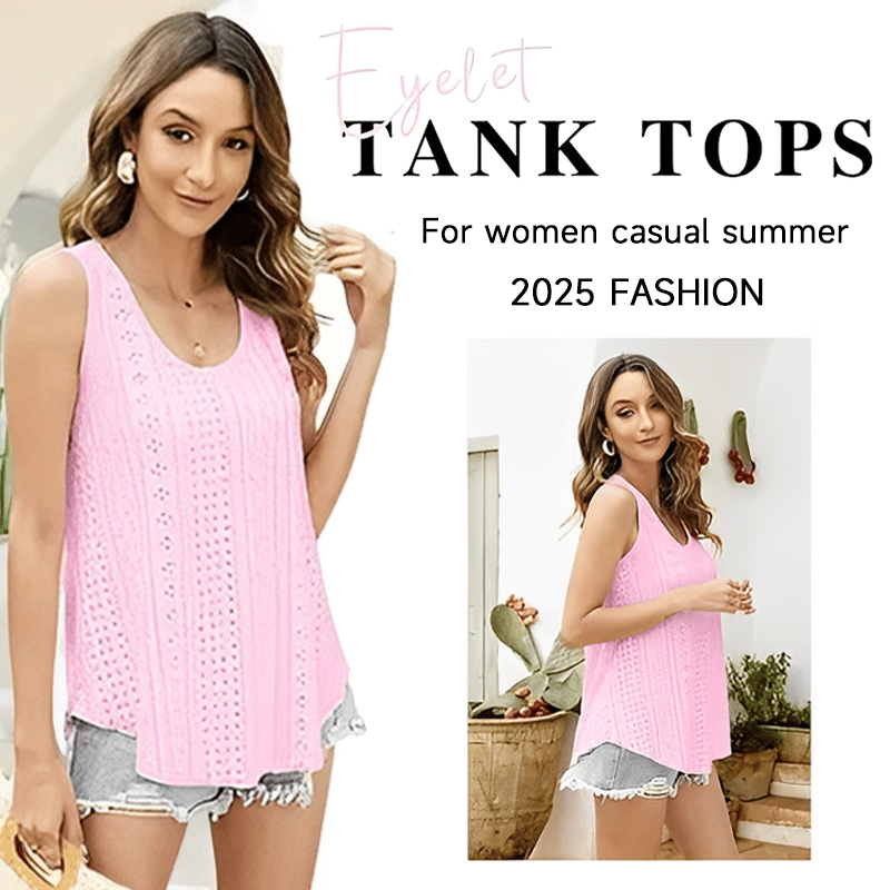 [Copy]#2025 Summer Best Sellers - Women's Embroidered Eyelet  Tank Tops