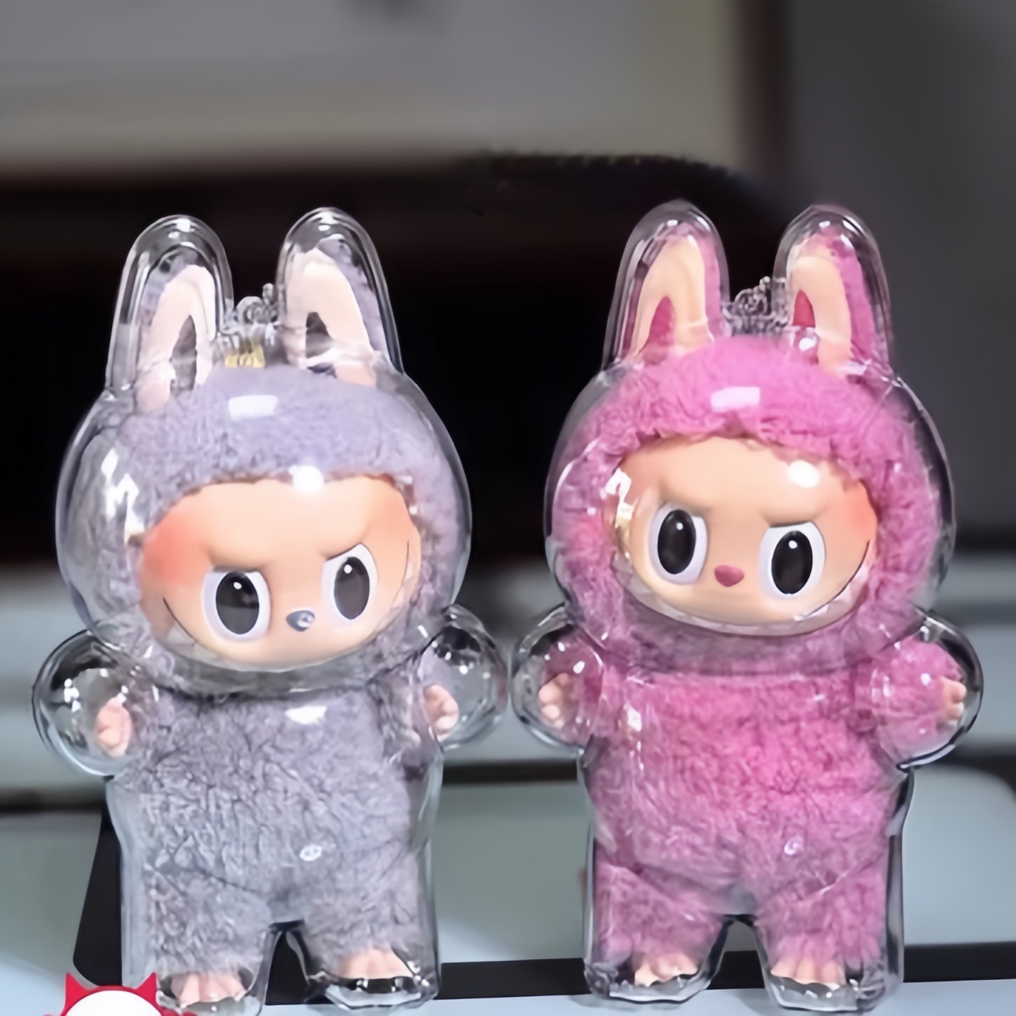 🎉Transparent Protective Cover for Labubu Plush Figure Doll, The Monsters, Standing & Sitting