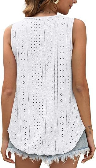 [Copy]#2025 Summer Best Sellers - Women's Embroidered Eyelet  Tank Tops