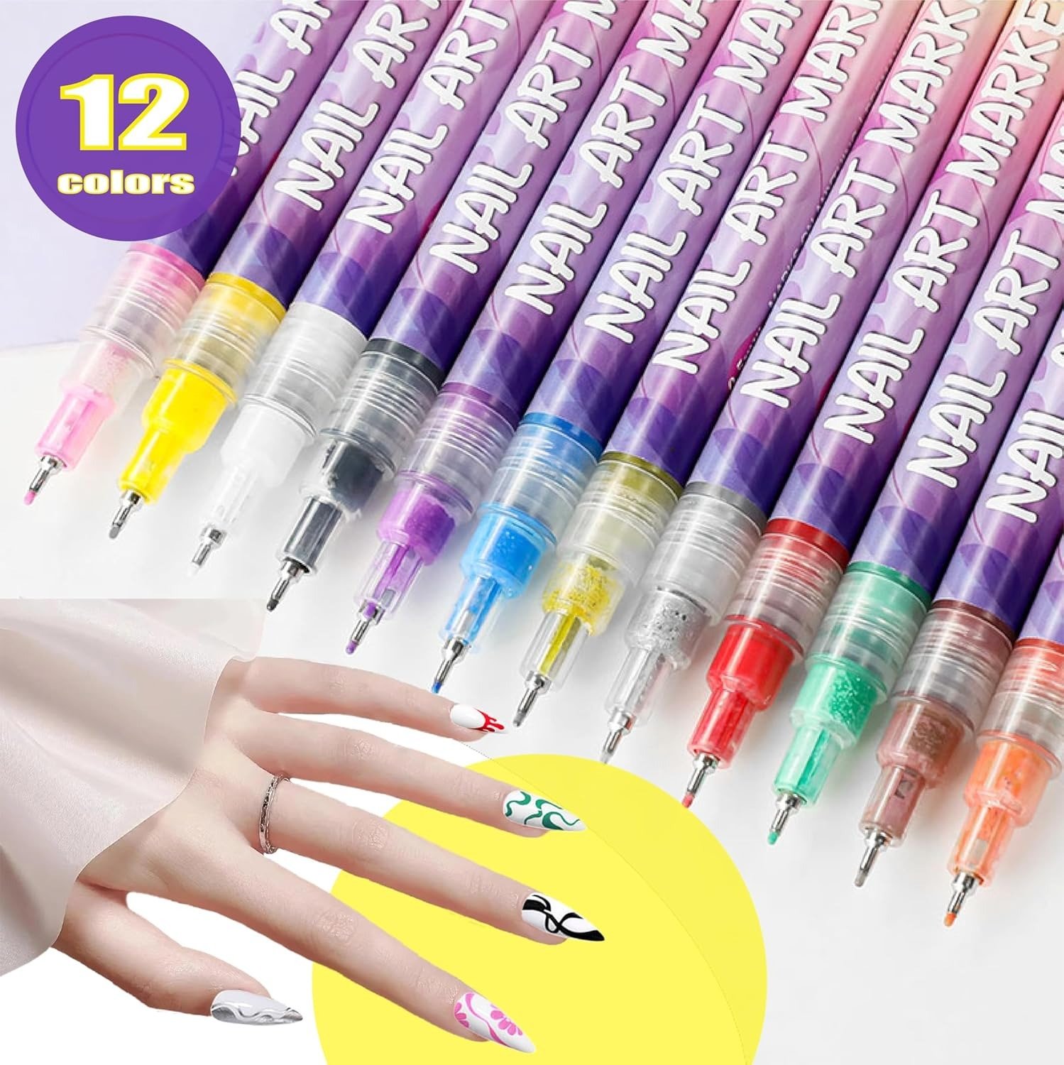 Hot Sale🎨12 Colors Nail Art Pens Set