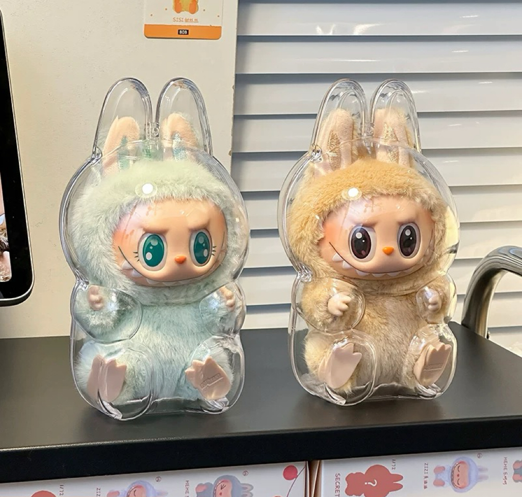 🎉Transparent Protective Cover for Labubu Plush Figure Doll, The Monsters, Standing & Sitting