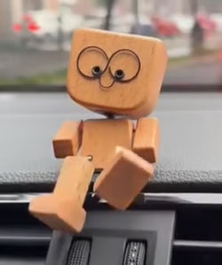 💖Handmade Charming Shaking Wooden Man Figurine with 12PCS Magnetic Expressions