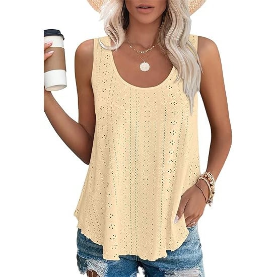 [Copy]#2025 Summer Best Sellers - Women's Embroidered Eyelet  Tank Tops