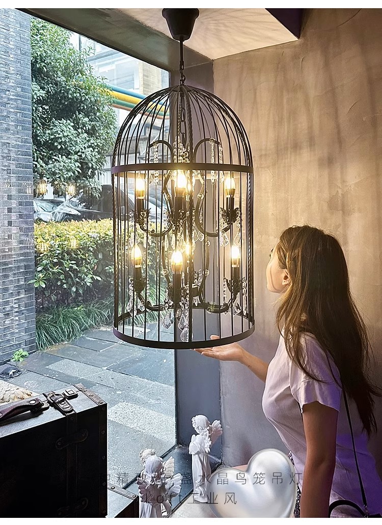 美式吊灯工业风创意个性艺术吧台餐厅灯店铺商用铁艺氛围水晶灯具