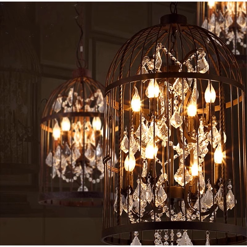 美式吊灯工业风创意个性艺术吧台餐厅灯店铺商用铁艺氛围水晶灯具
