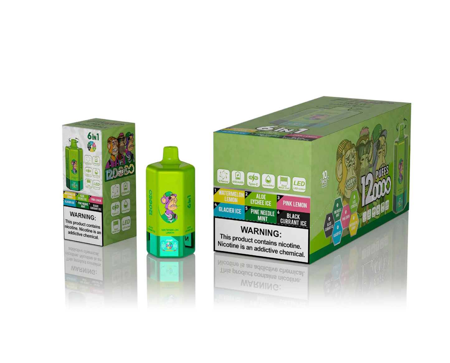 Auf Lager (EU) 6 in 1, 120K groß Zügen Einweg Vape