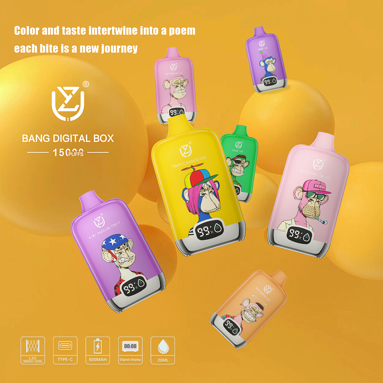 UZY Bang Digital 15K Puffs Einweg Vape | 15.000 Züge, LED Display, Type-C, EU Lager