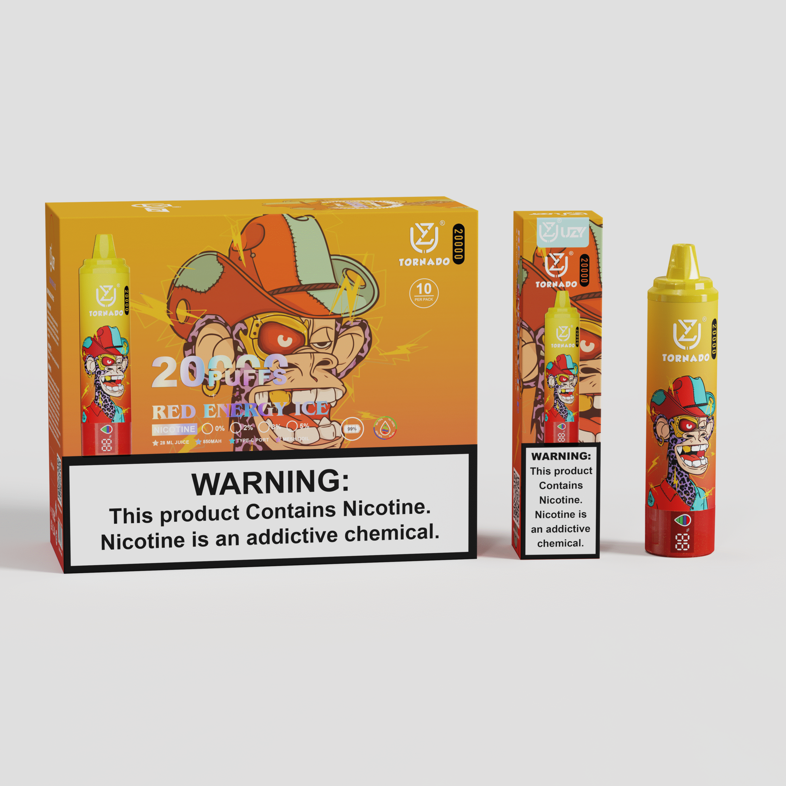 UZY Tornado 20K Puffs Einweg Vape | 20.000 Züge, LED Display, Type-C, EU Lager