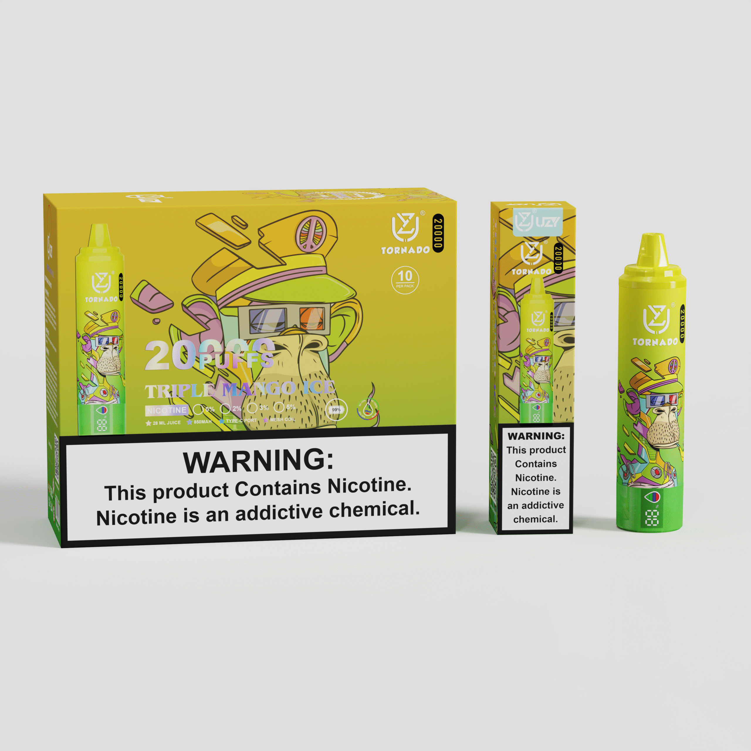 UZY Tornado 20K Puffs Einweg Vape | 20.000 Züge, LED Display, Type-C, EU Lager