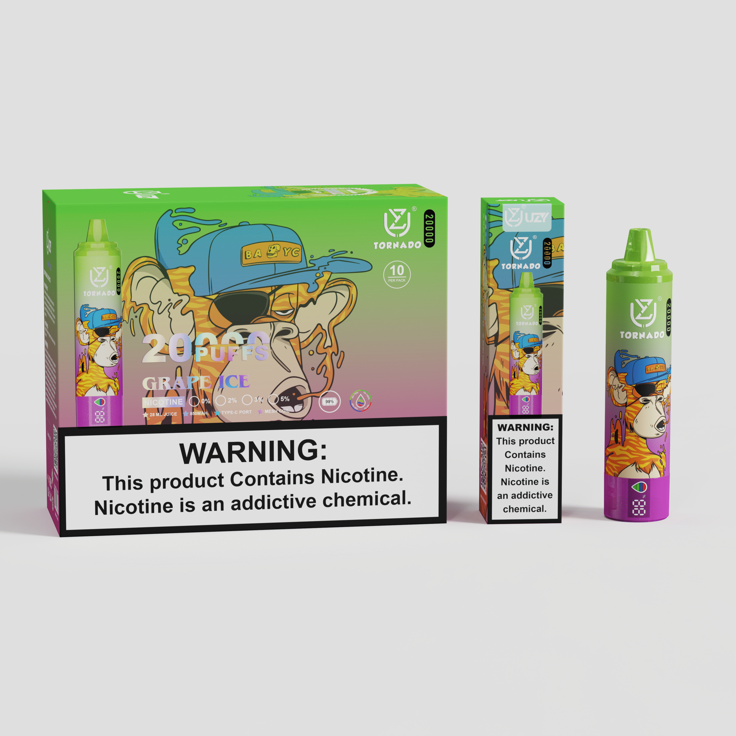 UZY Tornado 20K Puffs Einweg Vape | 20.000 Züge, LED Display, Type-C, EU Lager
