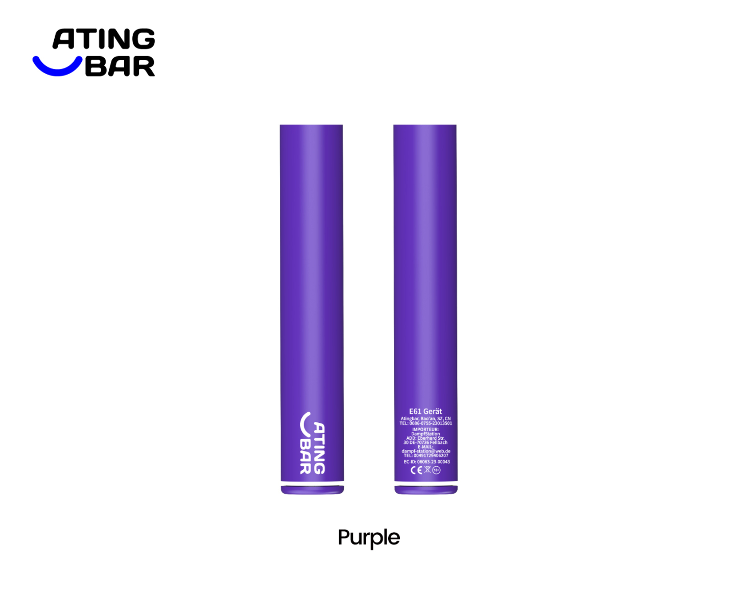 ATINGBAR E61 PREFILLABLE POD SYSTEM BASIS BATTEREIN