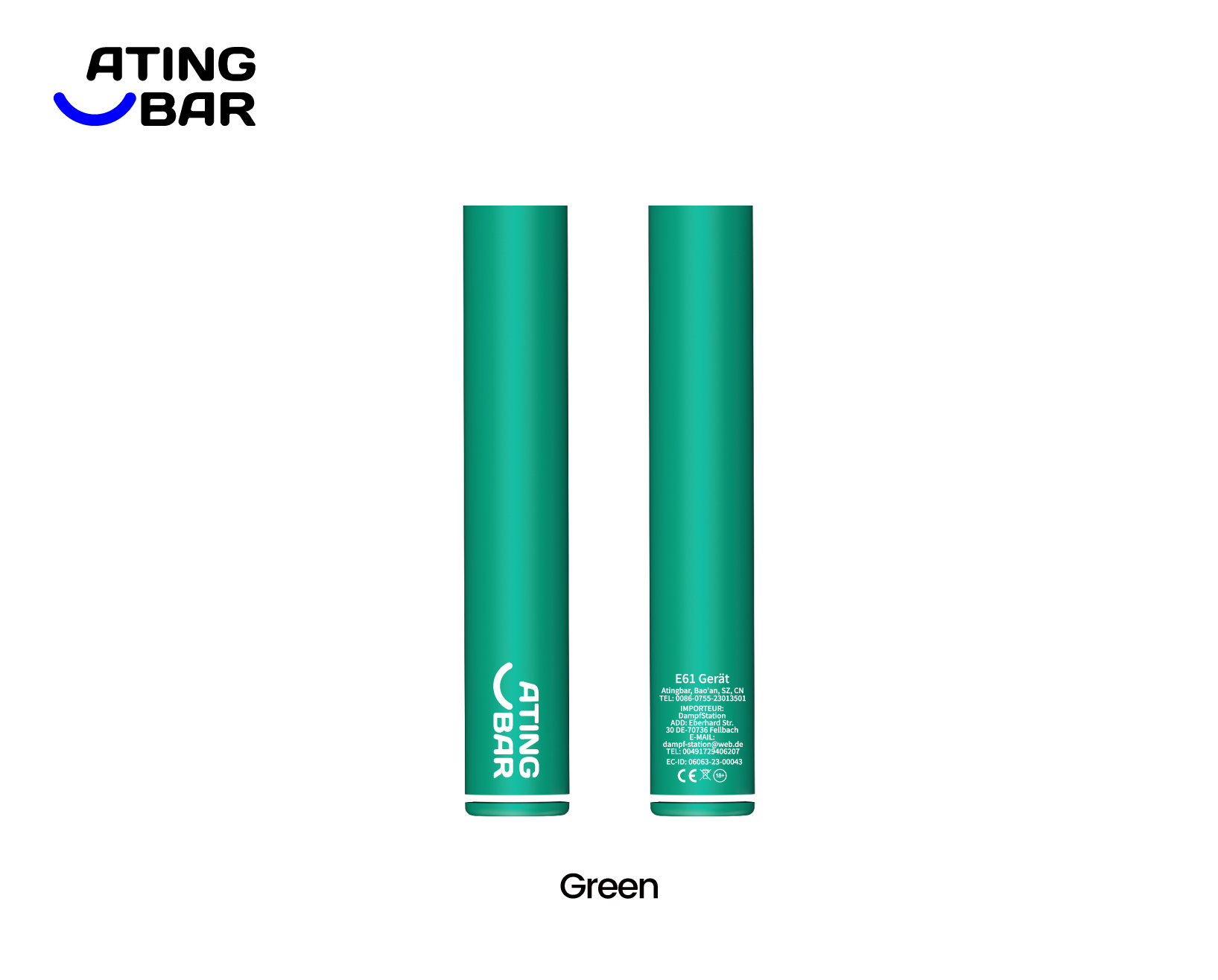 ATINGBAR E61 PREFILLABLE POD SYSTEM BASIS BATTEREIN