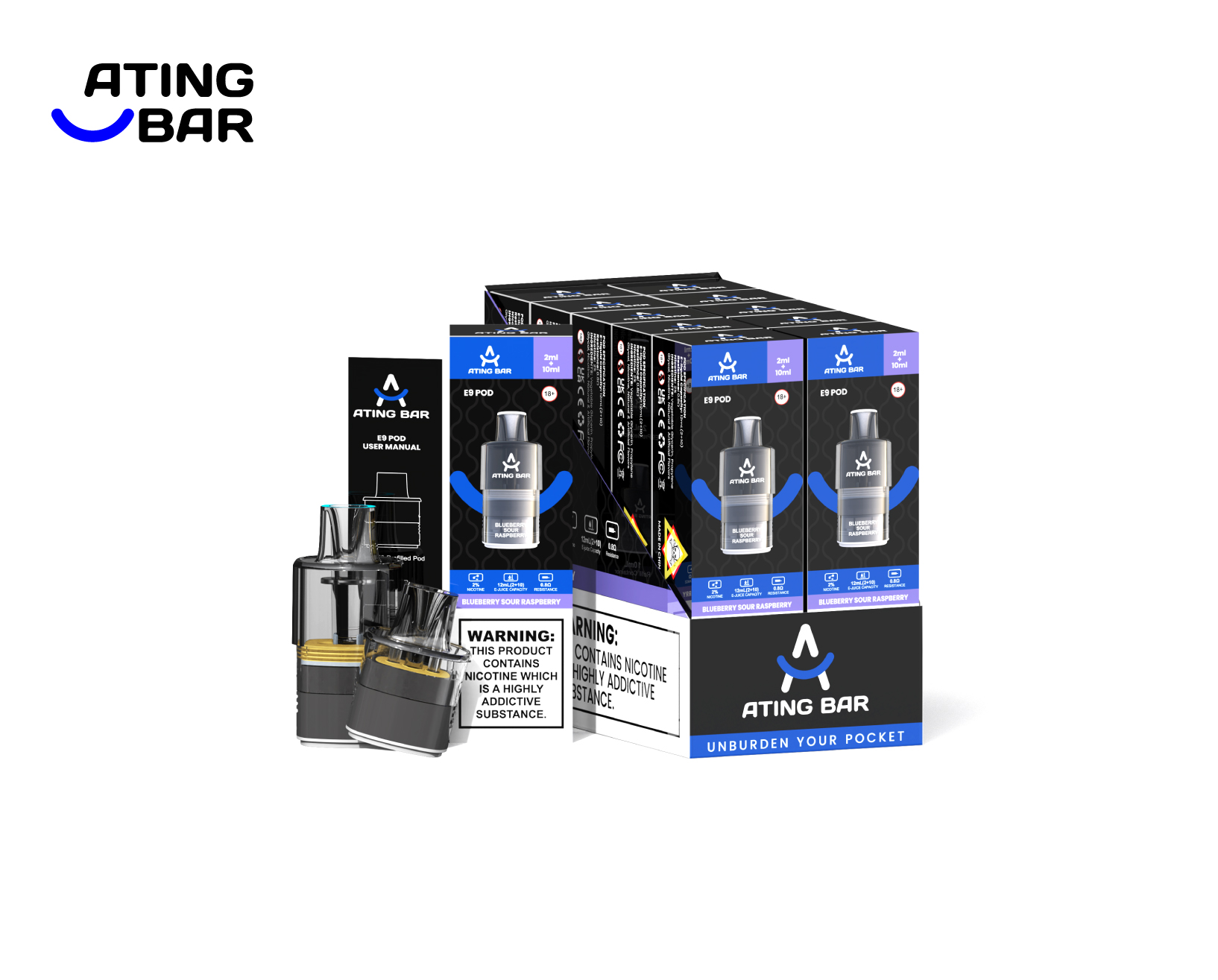 ATINGBAR E9 2+10 PREFILLABLE POD 