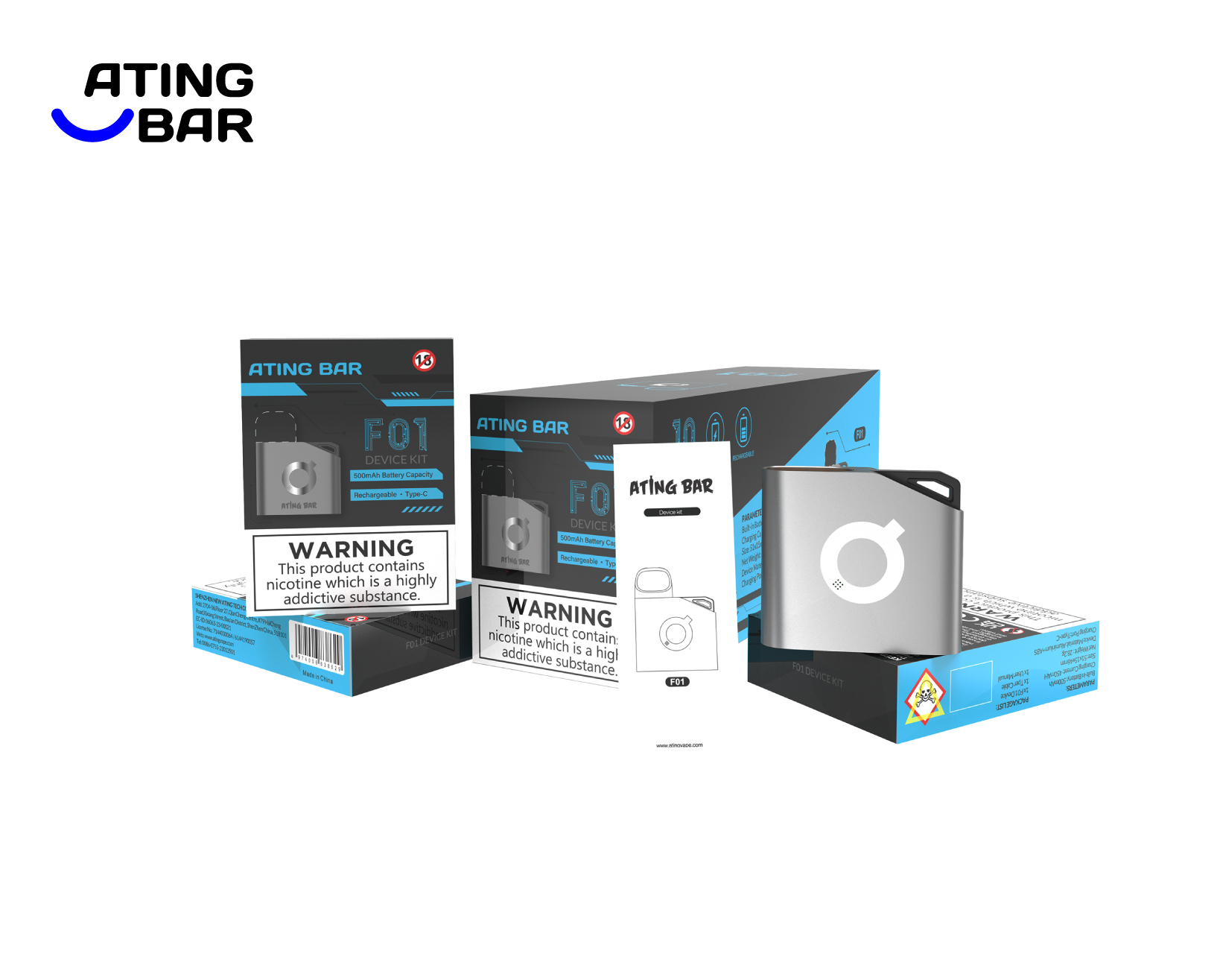 ATINGBAR F01 PREFILLABLE POD SYSTEM BASIS BATTEREIN