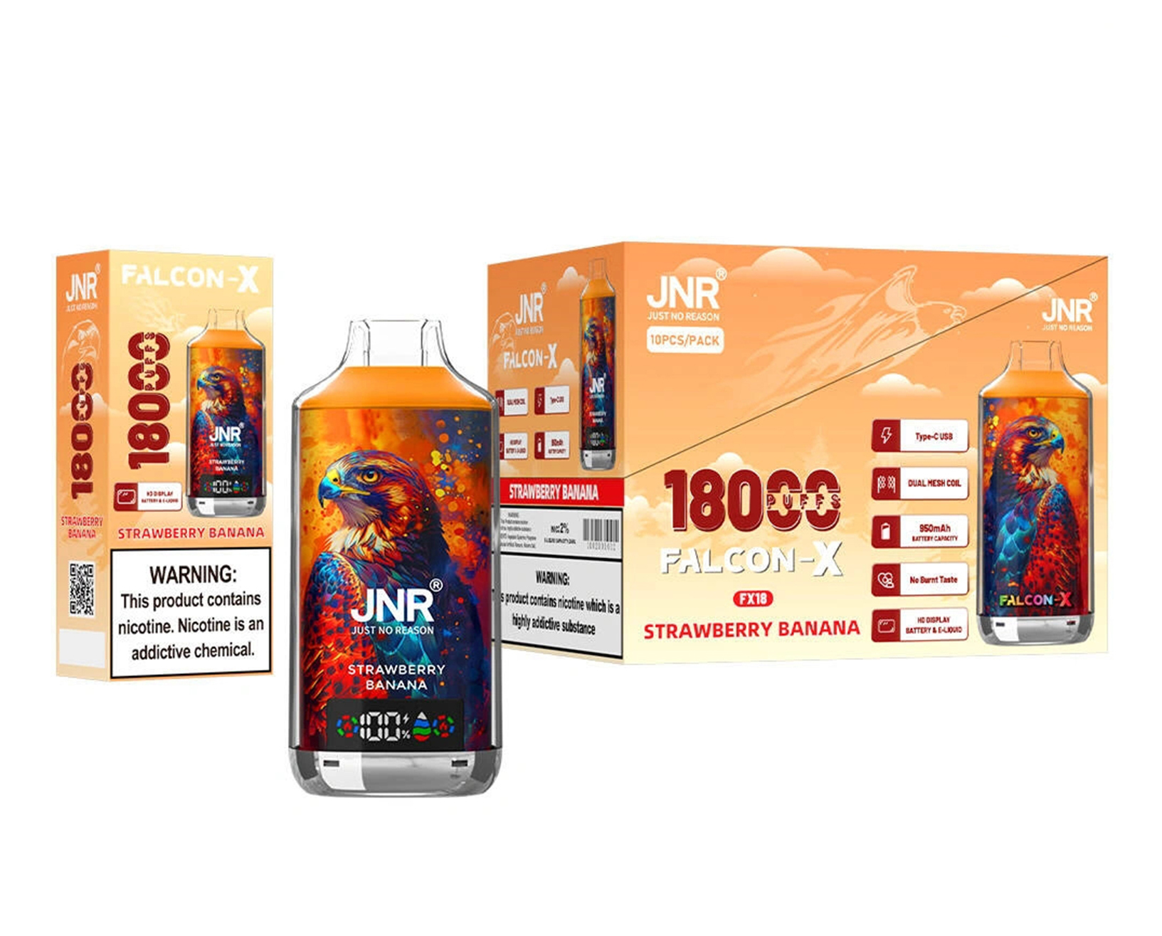 auf Lager (CN) JNR Falcon-X 18K Einweg Vape in transparenz Hülle