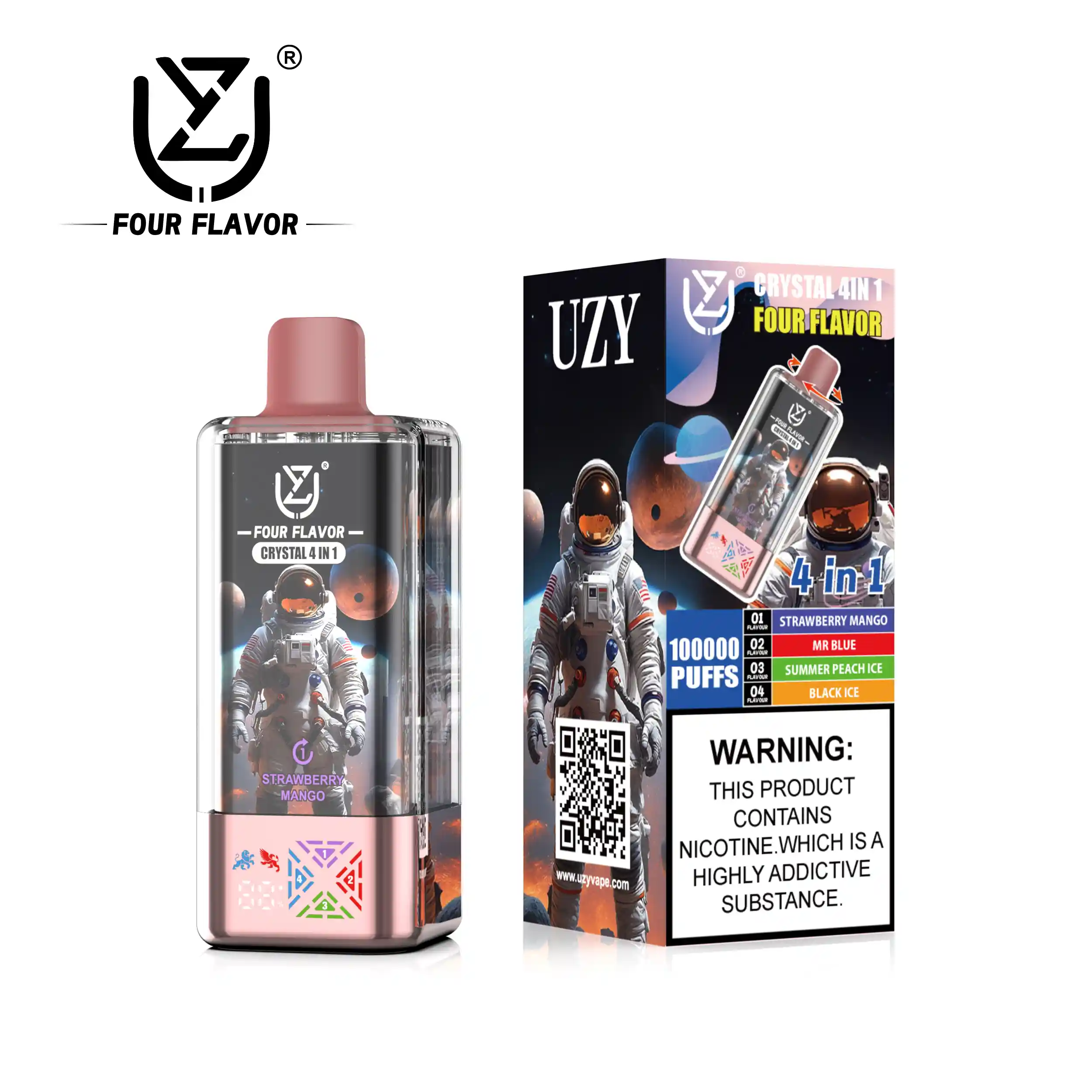 UZY 100K Puffs 4-in-1 Disposable Vape | 100,000 Puffs 4-Flavor Switchable Pod System 2%/5% nicotine  Rechargeable