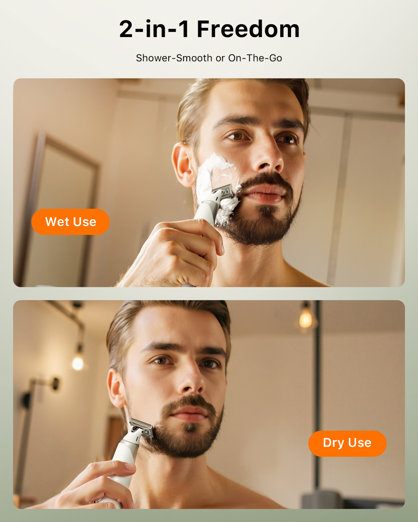 Trimcoo Electric Groin & Body Hair Trimmer - Painless Beard Razor for Men, All-in-One Body Groomer, Waterproof Wet/Dry Men's Ball Shaver with Magnetic Head, USB-C Charging, Easy Claen, White(Lite)