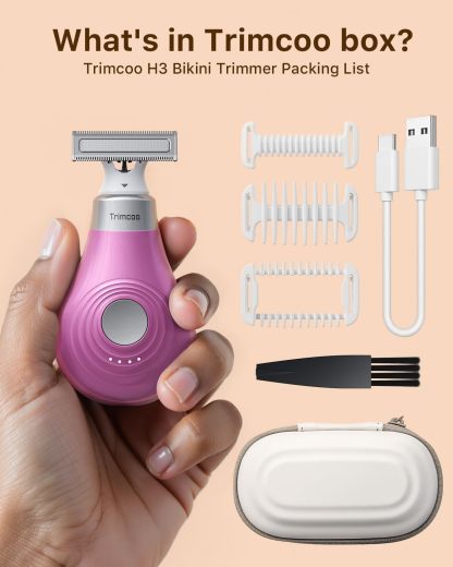 New Intimate Electric Trimmer for Women, [Small But Powerful] Designed for Pubic Hair Grooming, Bikini Line Removal, Wet/Dry Shaver On-The-Go, USB-C Rechargeable Razor with Travel Case, Pink