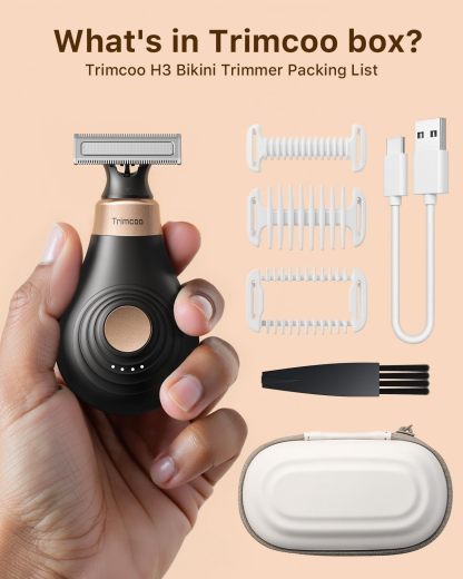 [2025 Upgraded] Body Hair Trimmer for Women [Small But Powerful] Painless Pubic Hair Removal, Waterproof Wet/Dry Bikini Line Shaver, USB-C Charging Electric Razor with Travel Case, Black