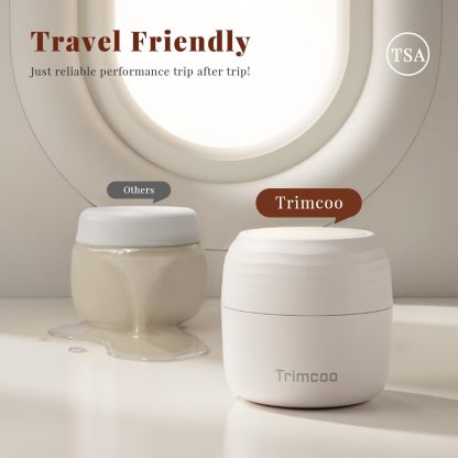 Trimcoo New Travel Toiletry Containers [Ultra Leakproof] TSA-Approved, PLA Hard Shell Jars with 5 Magnetic Labels, Wide Mouth Bottles for Lotion, Cleanser, Shampoo, Conditioner, Beige, 3 Pack, 1OZ