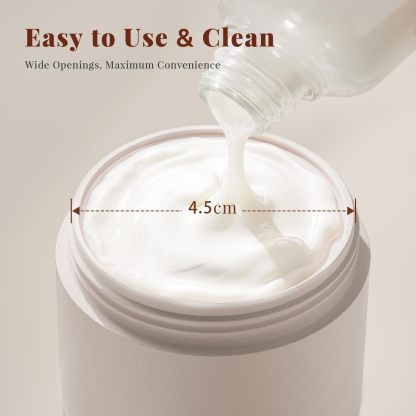 Trimcoo New Travel Toiletry Containers [Ultra Leakproof] TSA-Approved, PLA Hard Shell Jars with 5 Magnetic Labels, Wide Mouth Bottles for Lotion, Cleanser, Shampoo, Conditioner, Beige, 3 Pack, 2OZ