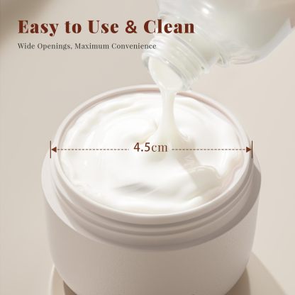 Trimcoo New Travel Toiletry Containers [Ultra Leakproof] TSA-Approved, PLA Hard Shell Jars with 5 Magnetic Labels, Wide Mouth Bottles for Lotion, Cleanser, Shampoo, Conditioner, Beige, 3 Pack, 1OZ