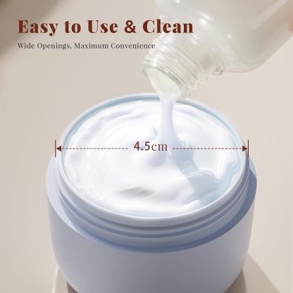 Trimcoo New Travel Toiletry Containers [Ultra Leakproof] TSA-Approved, PLA Hard Shell Jars with 5 Magnetic Labels, Wide Mouth Bottles for Lotion, Cleanser, Shampoo, Conditioner, Blue, 3 Pack, 1OZ