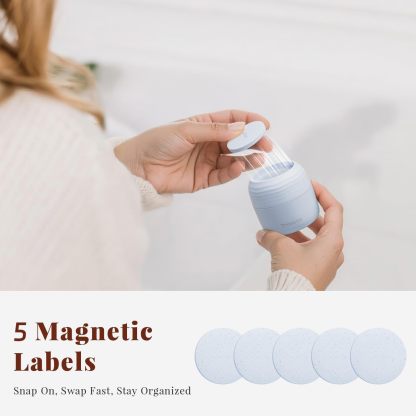 Trimcoo New Travel Toiletry Containers [Ultra Leakproof] TSA-Approved, PLA Hard Shell Jars with 5 Magnetic Labels, Wide Mouth Bottles for Lotion, Cleanser, Shampoo, Conditioner, Blue, 3 Pack, 1OZ