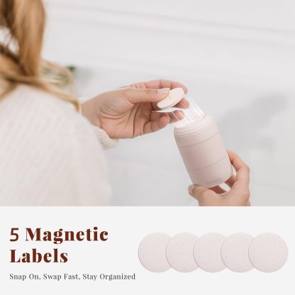 Trimcoo New Travel Toiletry Containers [Ultra Leakproof] TSA-Approved, PLA Hard Shell Jars with 5 Magnetic Labels, Wide Mouth Bottles for Lotion, Cleanser, Shampoo, Conditioner, Pink, 3 Pack, 2OZ