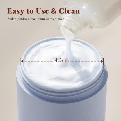 Trimcoo New Travel Toiletry Containers [Ultra Leakproof] TSA-Approved, PLA Hard Shell Jars with 5 Magnetic Labels, Wide Mouth Bottles for Lotion, Cleanser, Shampoo, Conditioner, Blue, 3 Pack, 2OZ