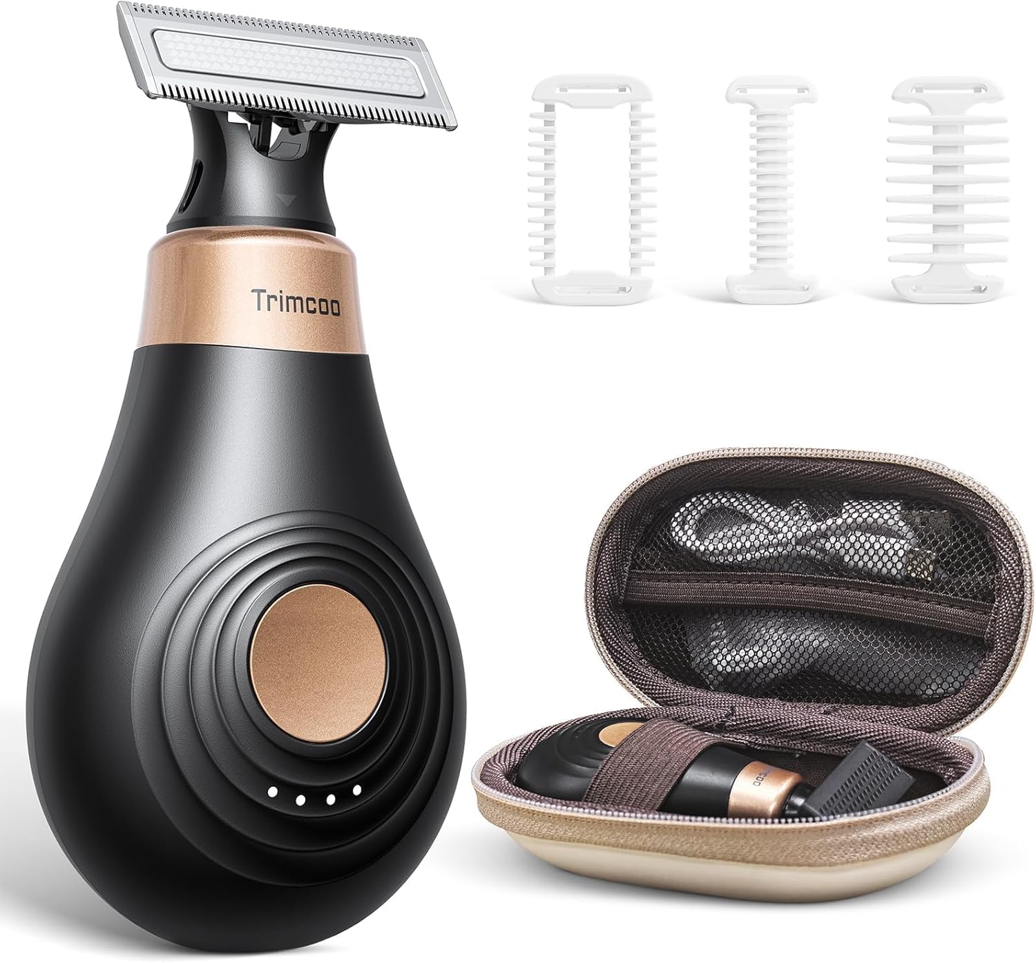 [2025 Upgraded] Body Hair Trimmer for Women [Small But Powerful] Painless Pubic Hair Removal, Waterproof Wet/Dry Bikini Line Shaver, USB-C Charging Electric Razor with Travel Case, Black